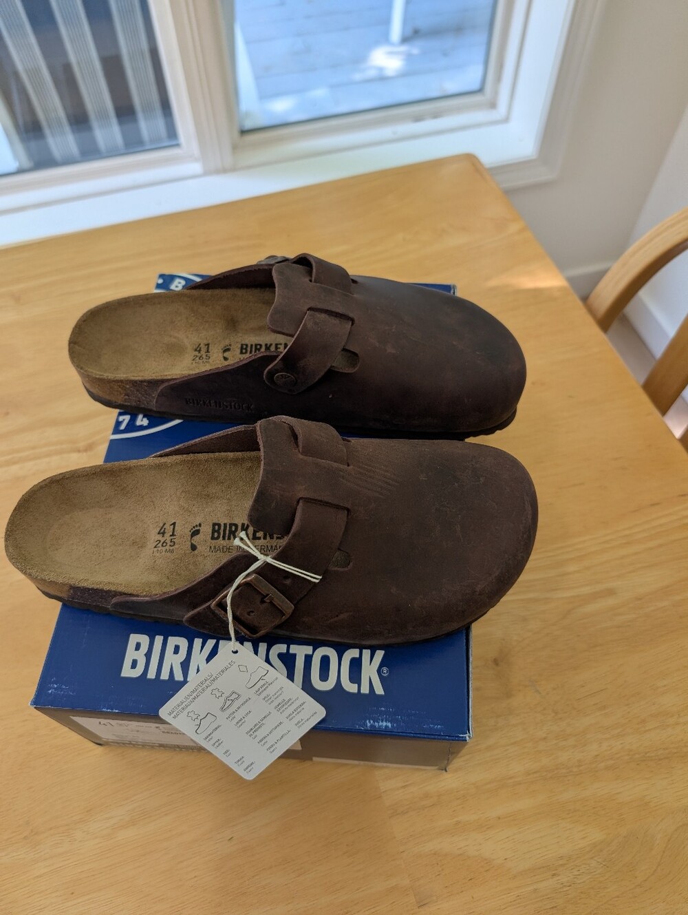 Birkenstock Boston Clogs in Dark Brown Leather European 41
